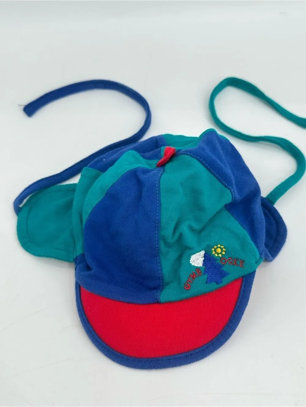Vintage Gymboree Colorblock Ear Flap Hat Baby Toddler Blue Green Red 90s